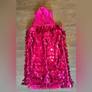 Vibrant Pink Sequin Halter Dress Dance Costume